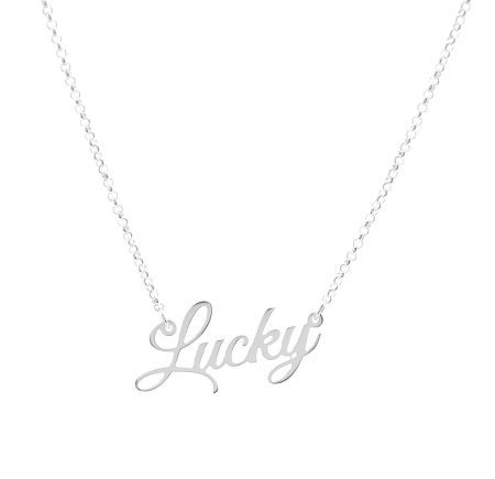 Srebrny naszyjnik z napisem Lucky