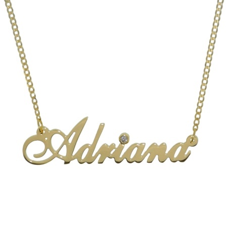 Złoty naszyjnik z imieniem Adriana+brylant 0,02 ct.