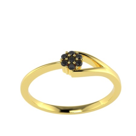 Złoty pierścionek z czarnymi cyrkoniami ZPK004