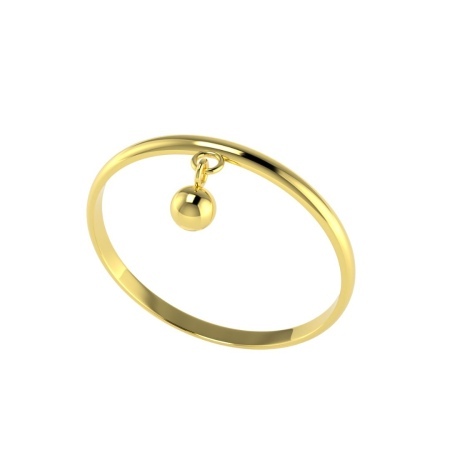 Złoty pierścionek z kuleczką.